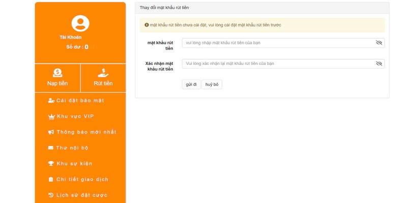 Thông tin cần chuẩn bị khi rút tiền VM88